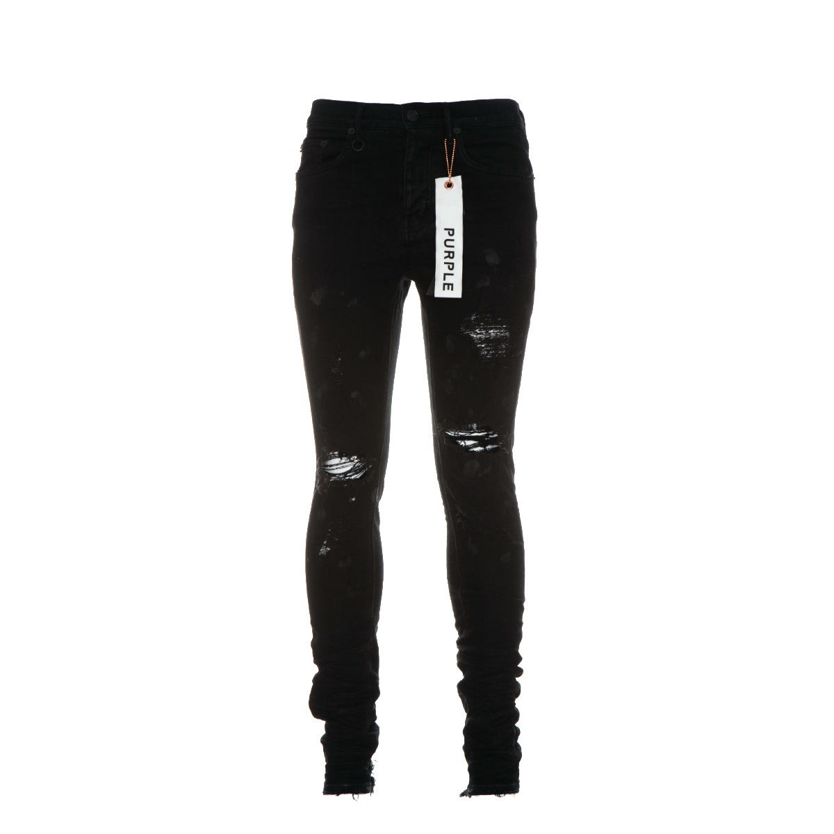 Purple-Brand P001 Black Oil Spill Men's Jeans