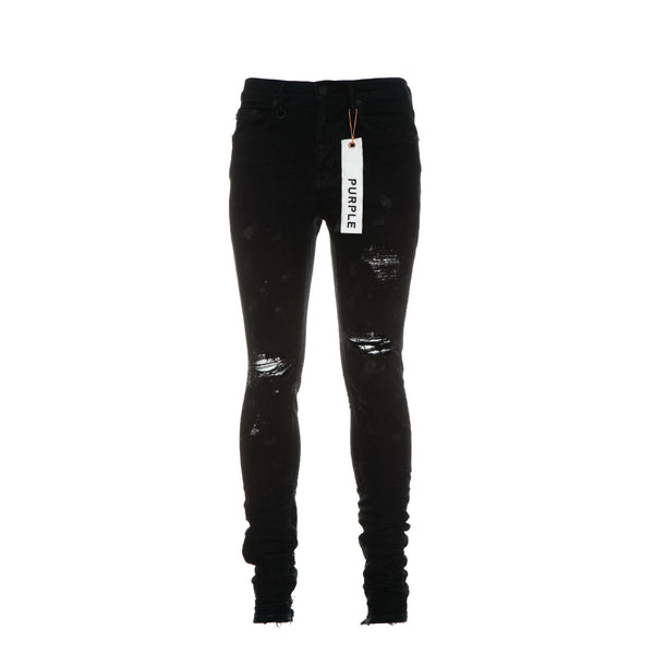 Purple-Brand P001 Black Oil Spill Men's Jeans