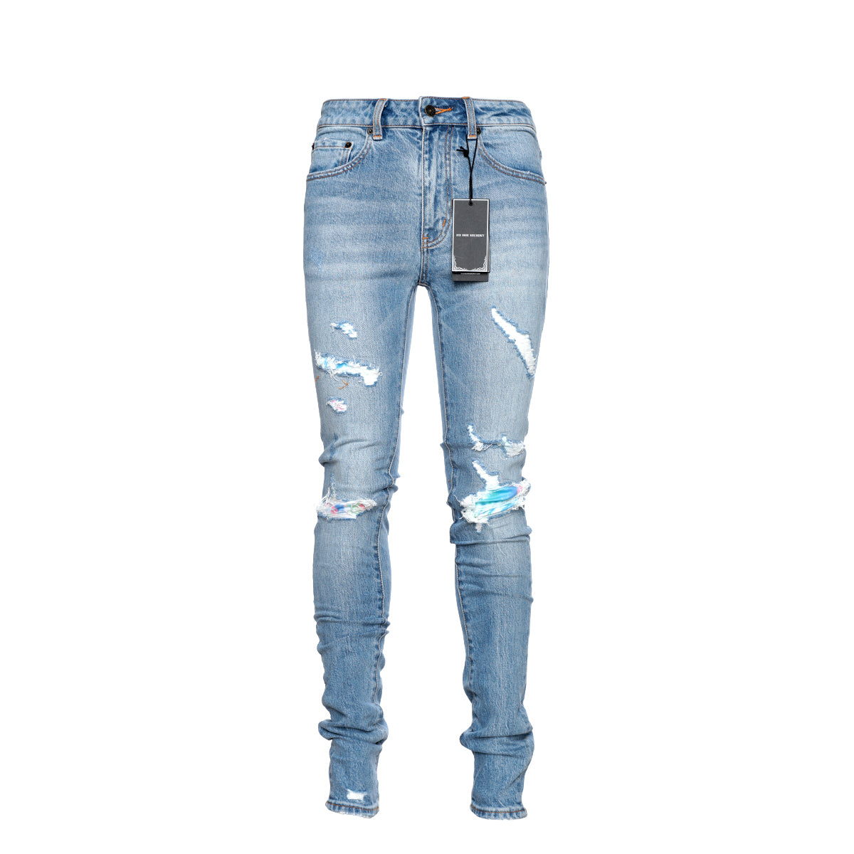 Six Week Residency Hippy Tye Dye Men's Repaired Ultra Skinny Jeans