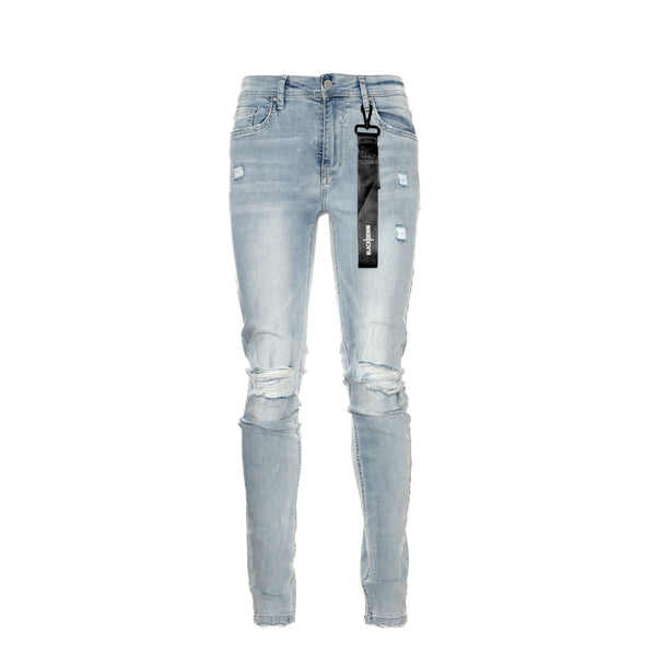 Black Denim Thrashed Men's Skinny Designer Jeans