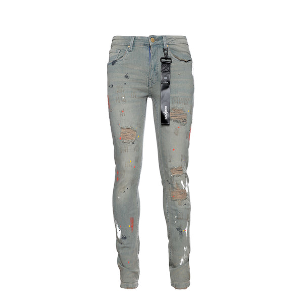 Black Denim Sunset Men's Skinny Designer Jeans