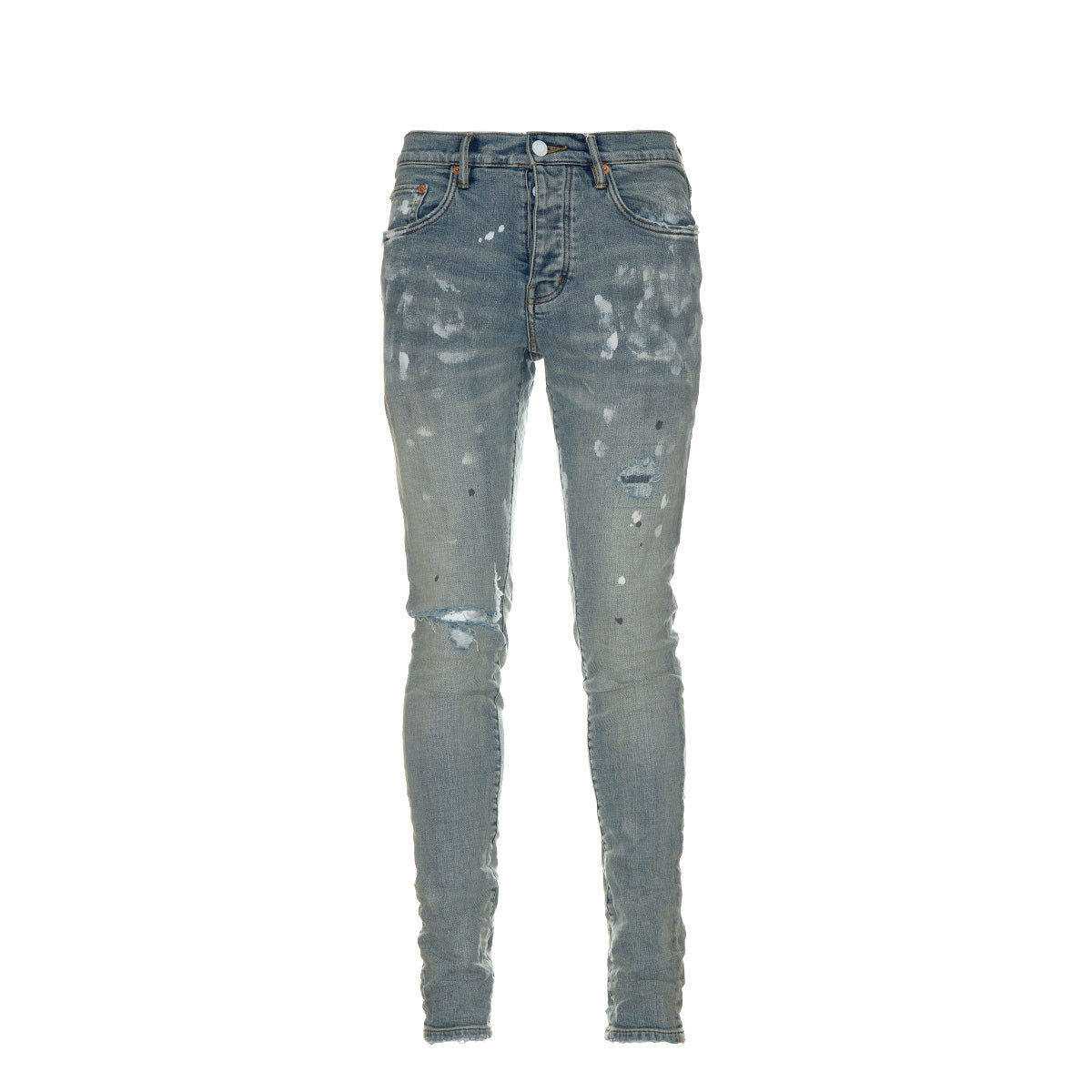 P001 Light Indigo Paint Blowout Jeans