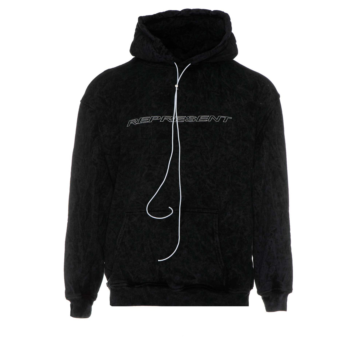 Represent Logo Hoodie Snow-Washed Black
