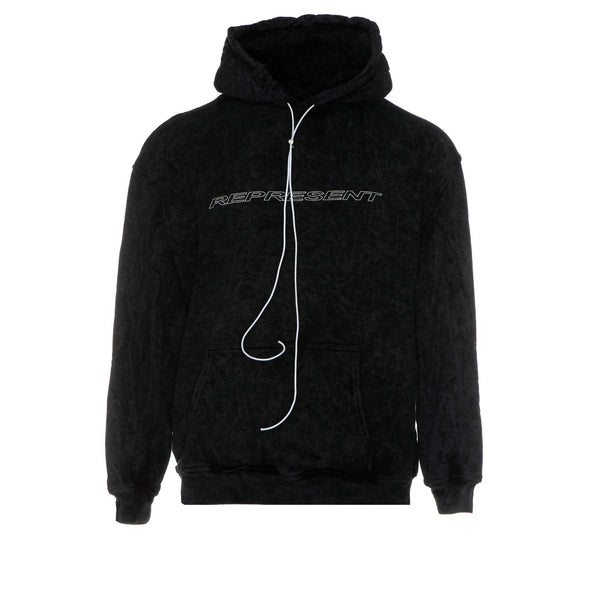 Represent Logo Hoodie Snow-Washed Black