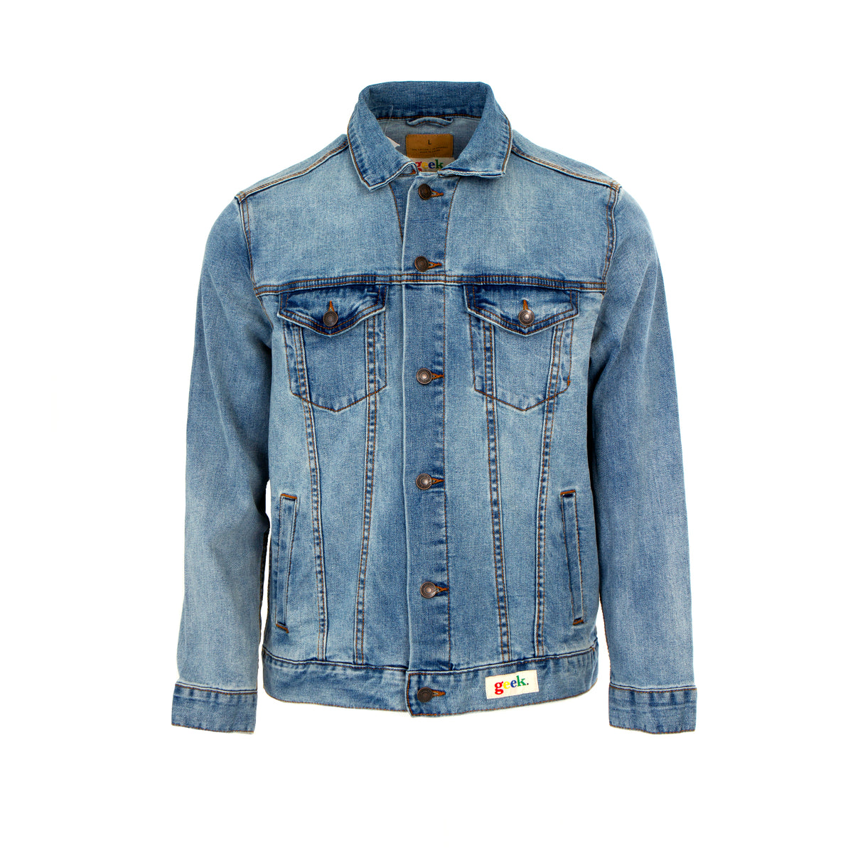 Fashion Geek Script Logo Trucker Men's Denim Jacket 