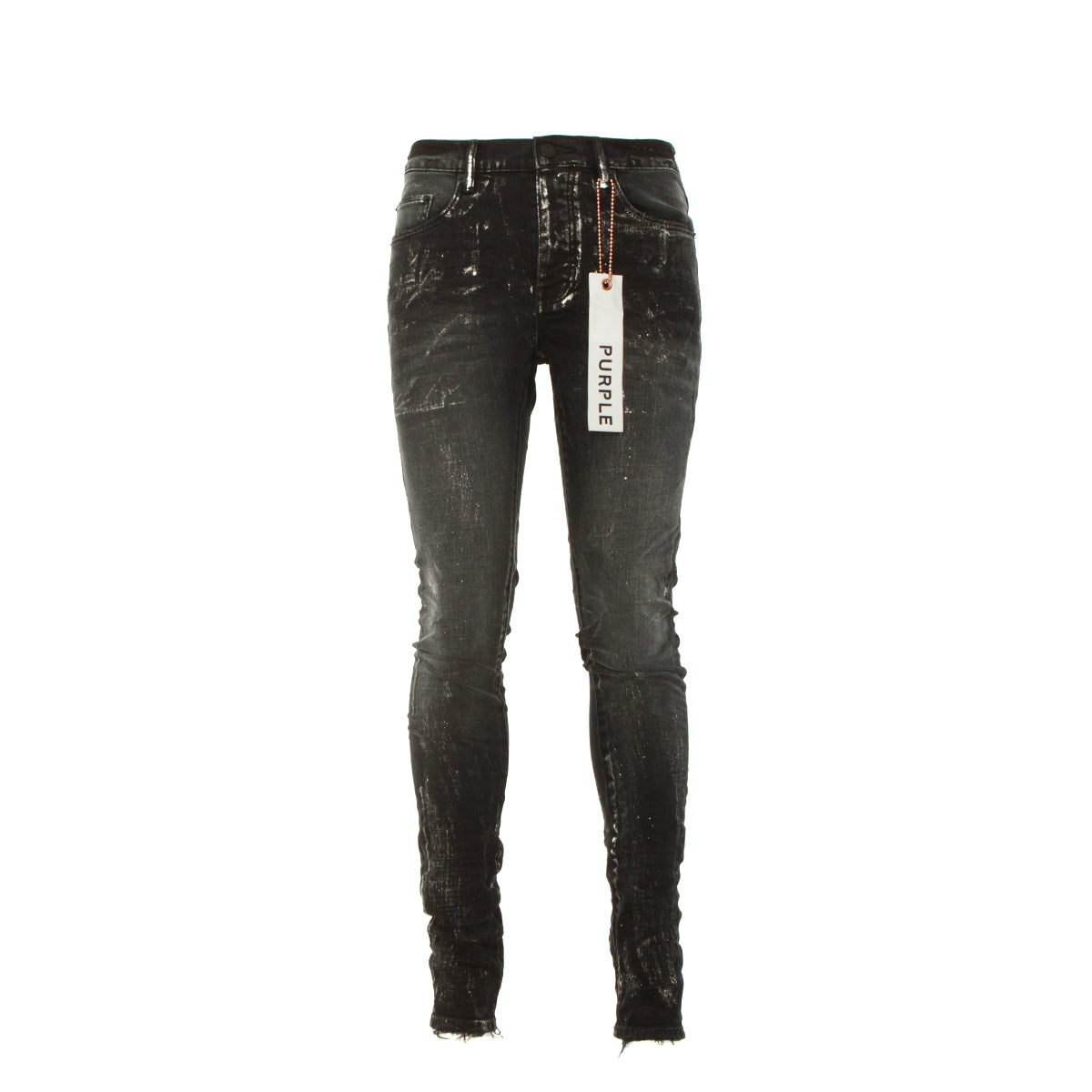 PURPLE Brand P001 Black Wash Metallic Silver Men's Designer Jeans