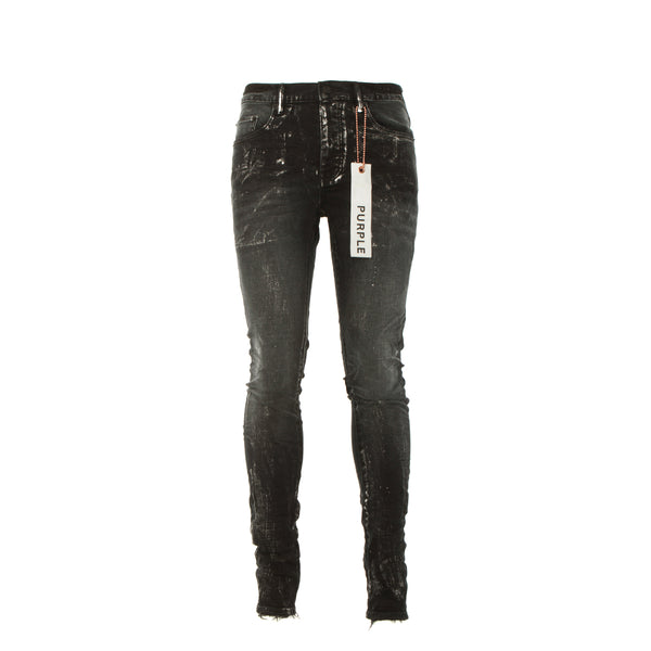 PURPLE Brand P001 Black Wash Metallic Silver Men's Designer Jeans