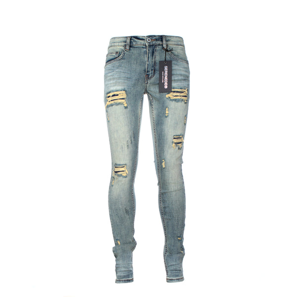 Serenede Serenity Prayer Men's Skinny Designer Jeans 