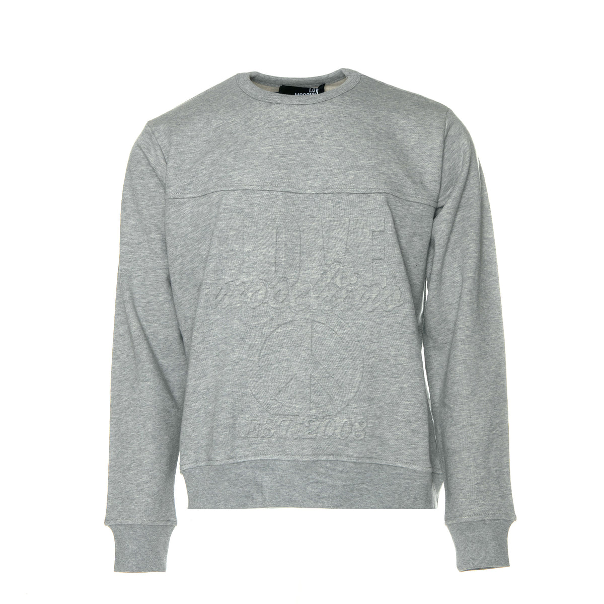 LOVE Moschino pressed on graphics men's pullover sweater. 