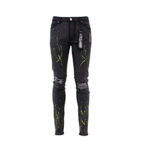 Balck Denim Slime Men's Designer Jeans Black