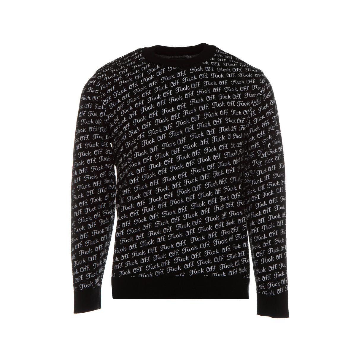 Raised By Wolves Fu*k Off Jacquard Men's Sweater Black