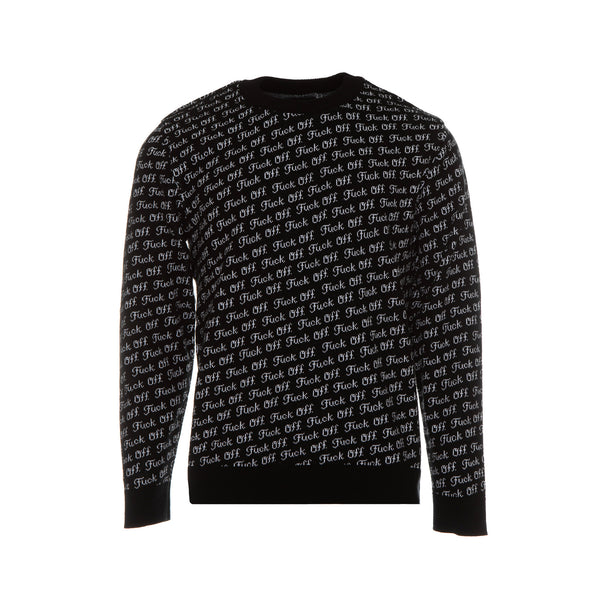 Raised By Wolves Fu*k Off Jacquard Men's Sweater Black