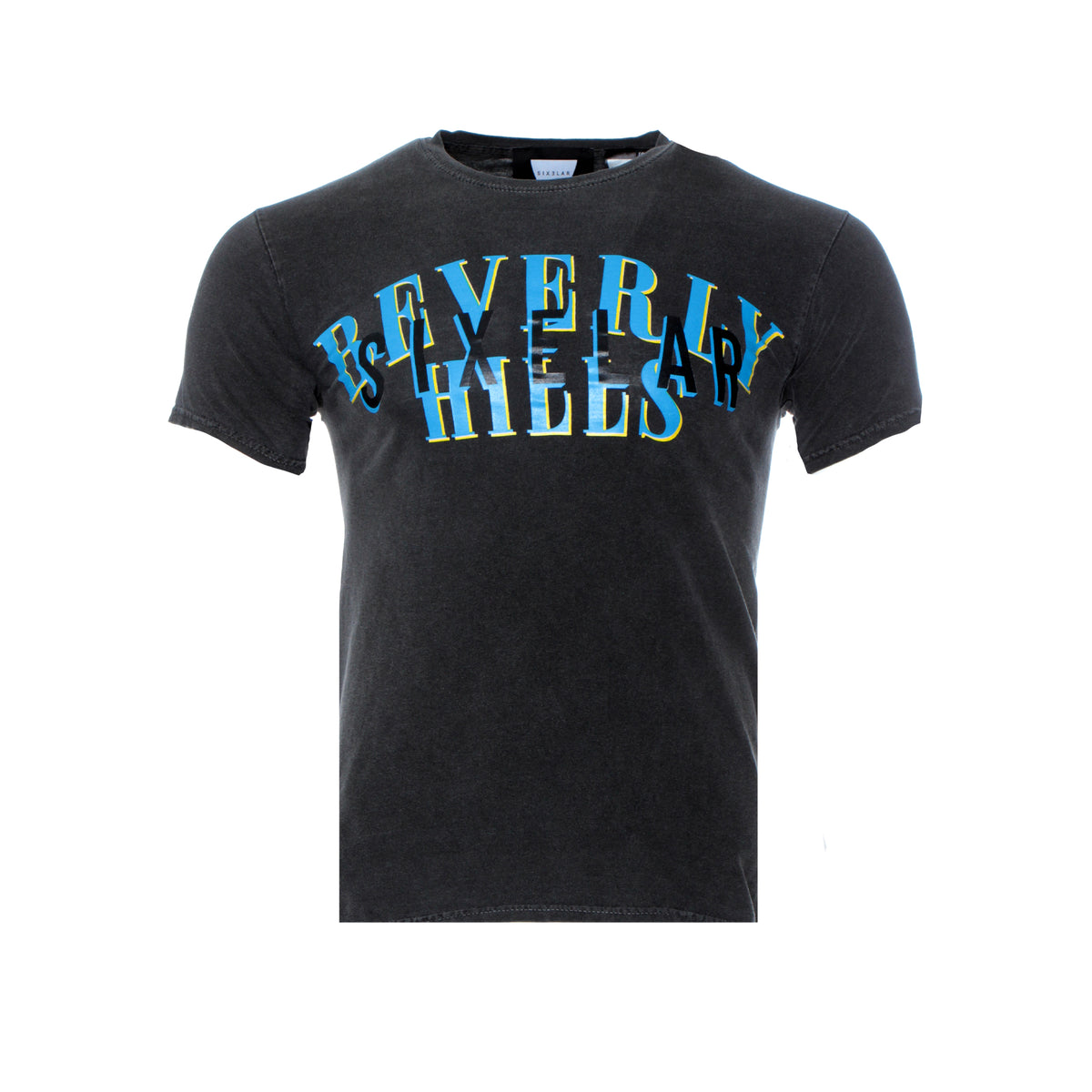 Sixelar Classic  Beverly Hills Men's Graphic Tee  Vintage Charcoal