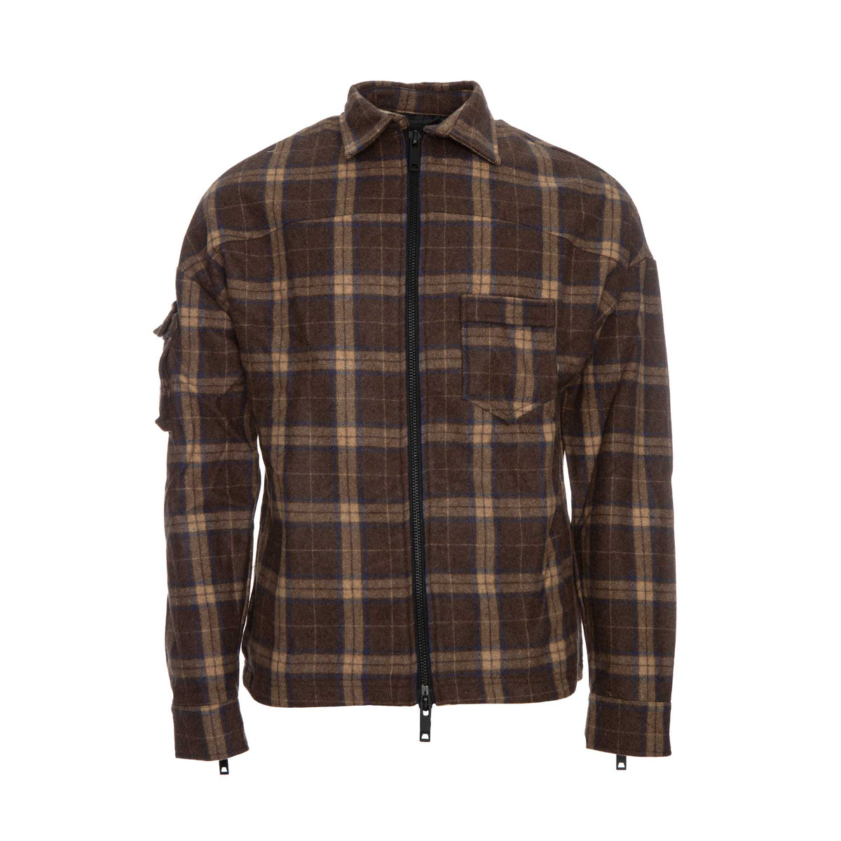 Kollar Mens Zip Flannel Brown