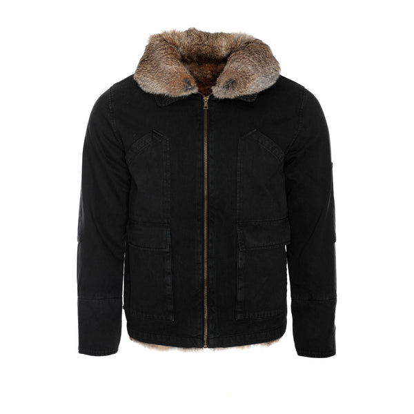 Ojardof Military Men's Fur Jacket Black