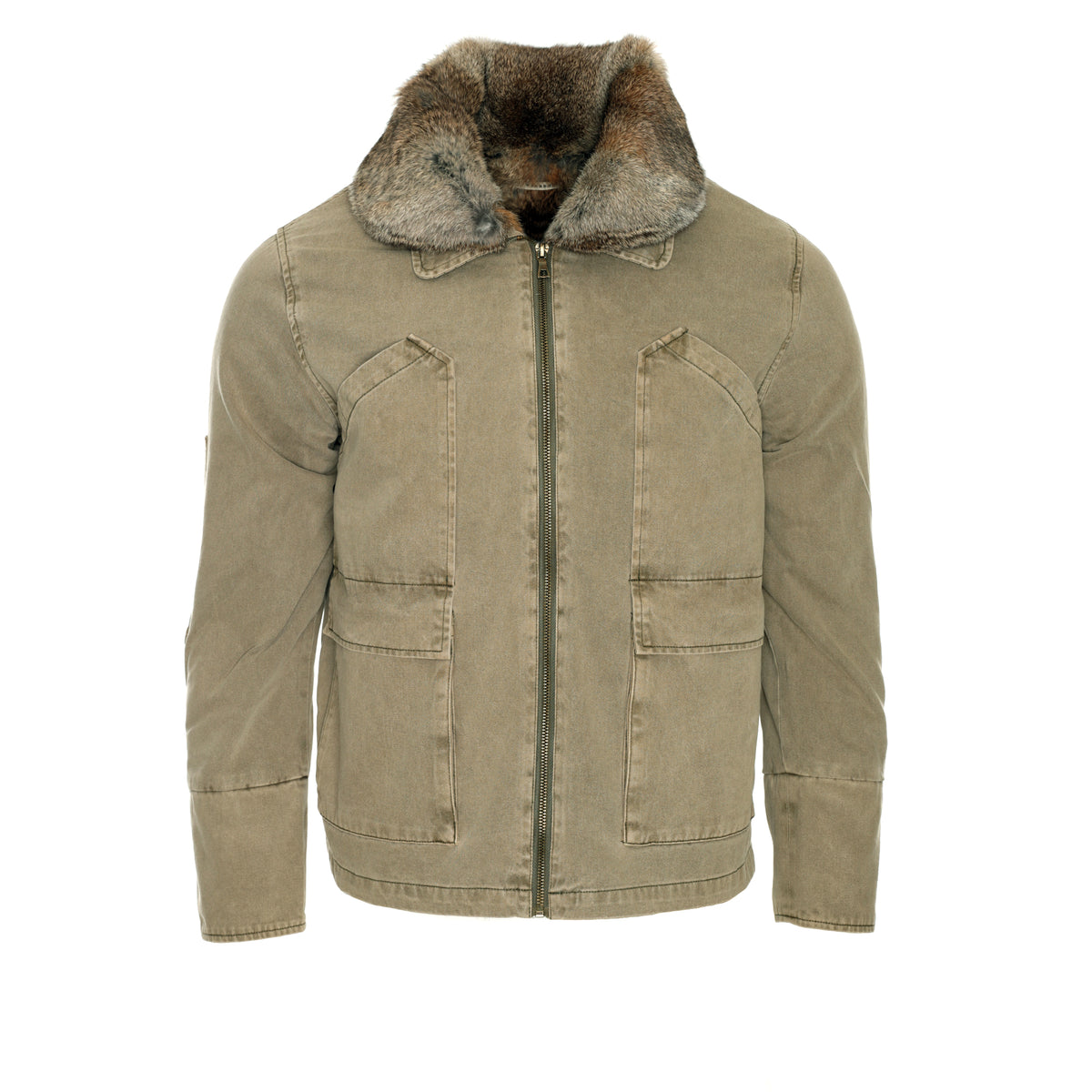 Ojardof Military Men's Fur Jacket Olive Green