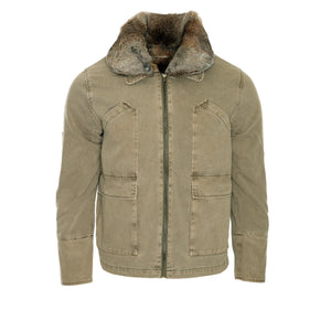 Ojardof Military Men's Fur Jacket Olive Green
