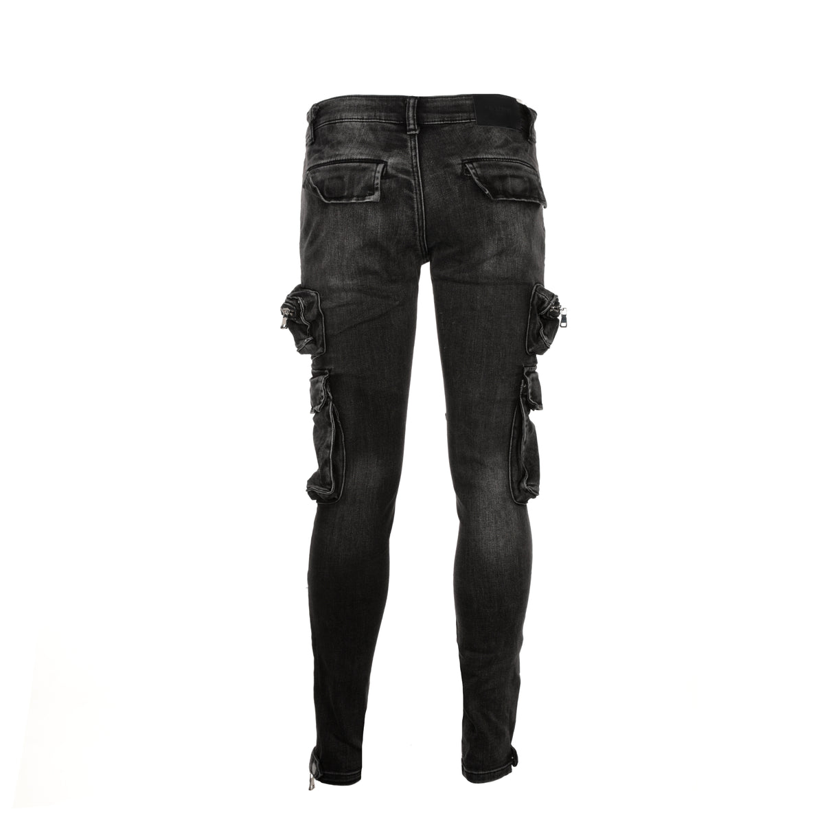 Valabasas "Fighter" Men's Skinny Cargo Black Jeans