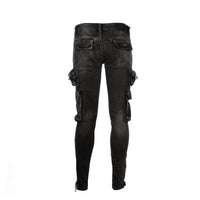 Valabasas "Fighter" Men's Skinny Cargo Black Jeans
