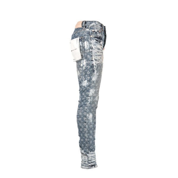 Purple Brand P001 Super Heavy Waxed Indigo Jacquard Monogram Men's Jean. 