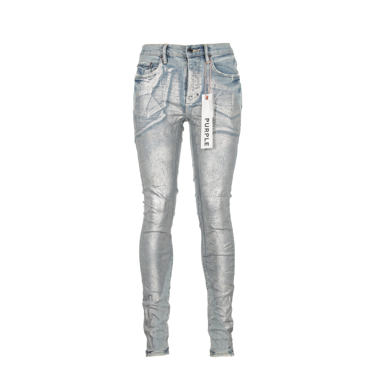 Purple Brand Denim P001 Holographic Fragment Over Light Indigo Men's Skinny Jeans