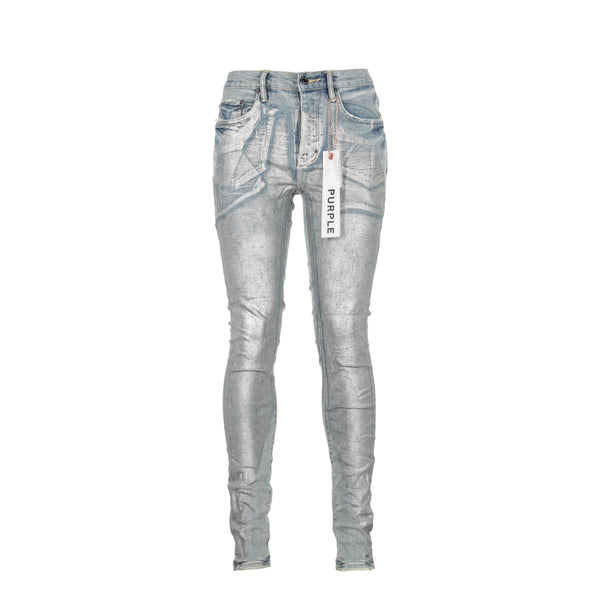 Purple Brand Denim P001 Holographic Fragment Over Light Indigo Men's Skinny Jeans