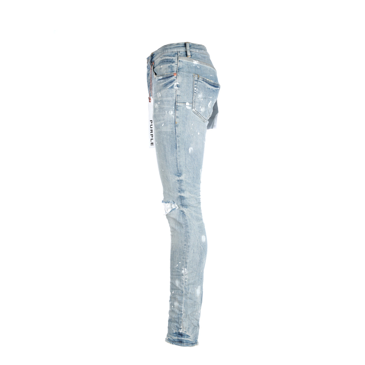 Purple Brand Light Indigo Knee Slit Men's Designer Jeans