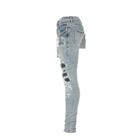 Purple Brand P001 Light Indigo Destroy Repair Men's Designer Jeans
