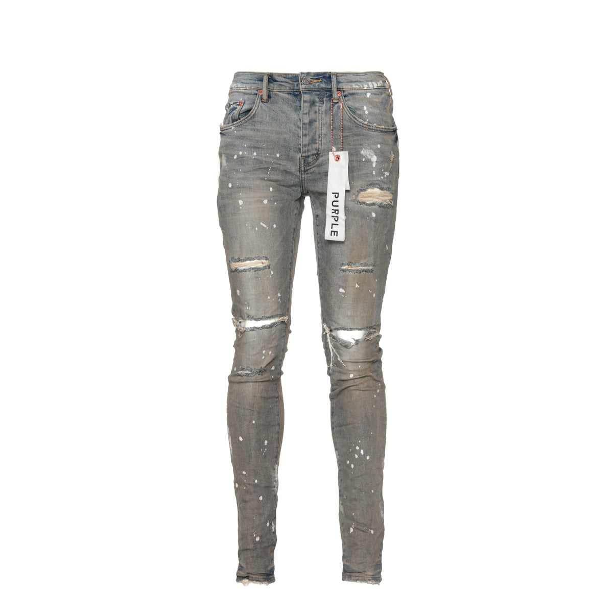 Purple Brand Light Indigo Paint Grey Coated Men's Skinny Jeans