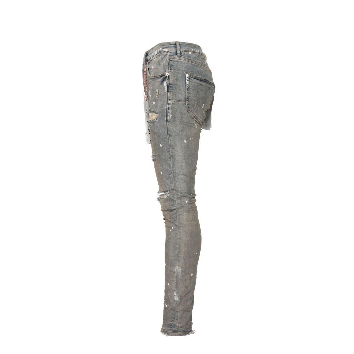 Purple Brand Light Indigo Paint Grey Coated Men's Skinny Jeans