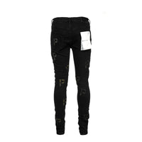 Purple Brand P001 Black Indigo Embroidery Punch P Plaid Men's Jeans - SIZE Boutique