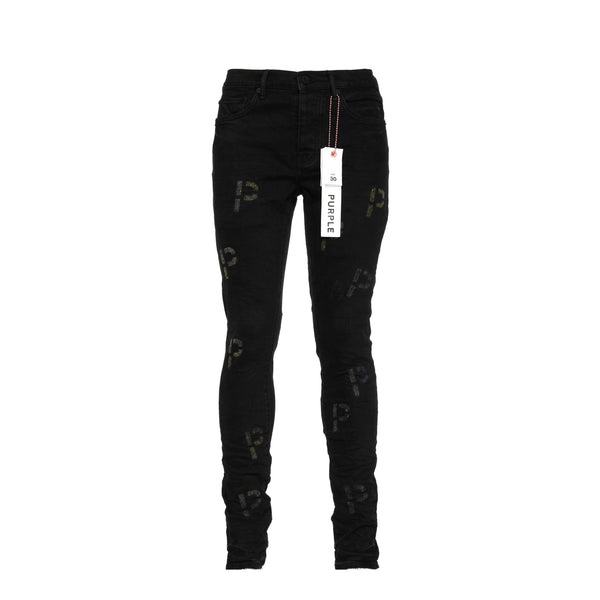 Purple Brand P001 Black Indigo Embroidery Punch P Plaid Men's Jeans - SIZE Boutique