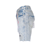 Purple Denim Men's Bandana Patch Work Indigo Denim Shorts