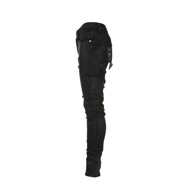 Kollar Destroyed Wax Black Men's Skinny Jeans Black