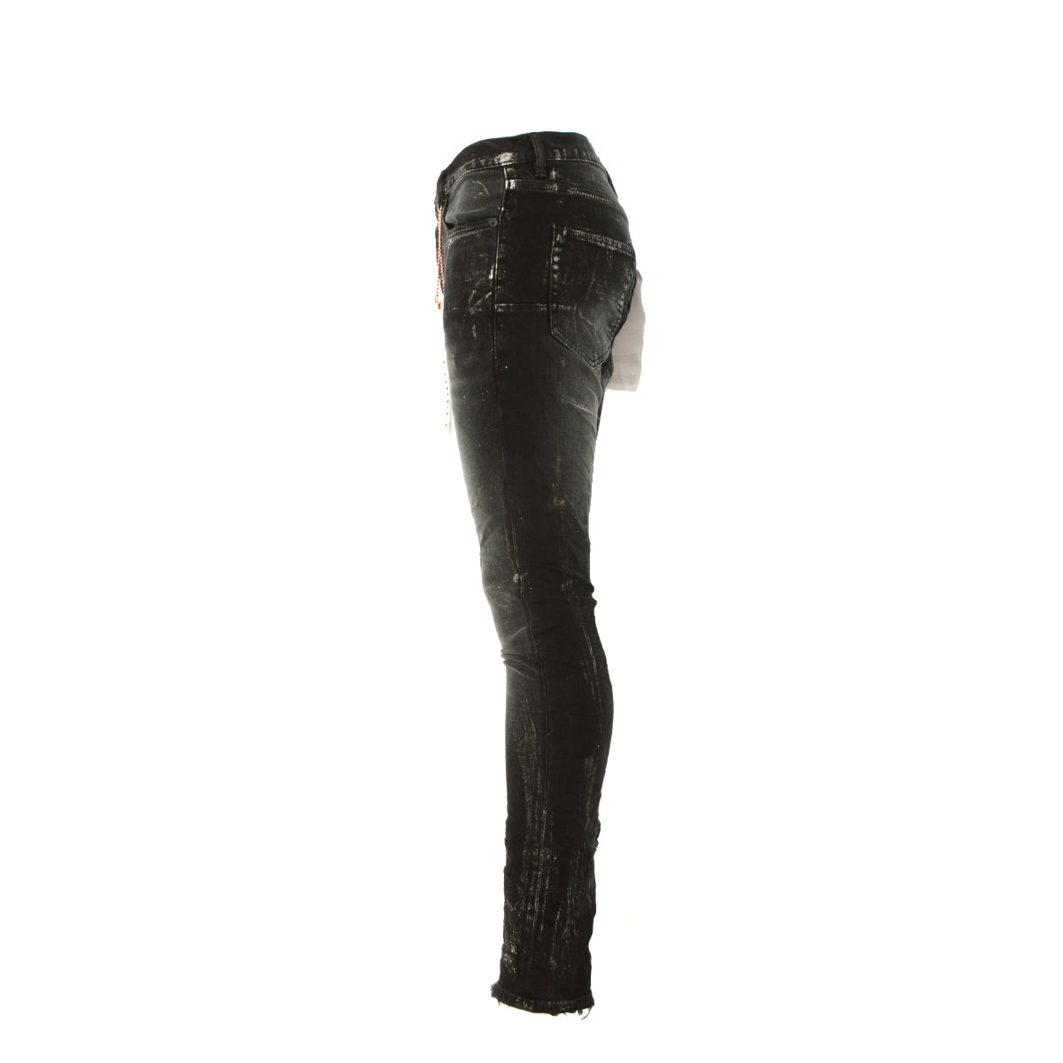 PURPLE Brand P001 Black Wash Metallic Silver Men's Designer Jeans