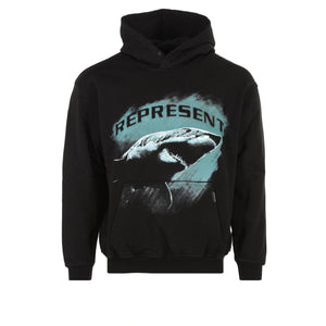 FW22 Represent Clo. Shark Men's Graphic Pullover Hoodie Jet Black 