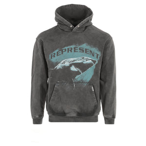 FW22 Represent Clo. Shark Men's Graphic Pullover Hoodie Vintage Black