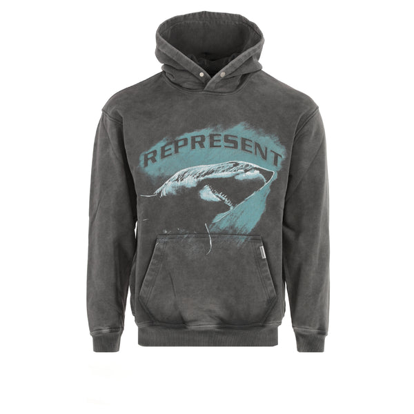 FW22 Represent Clo. Shark Men's Graphic Pullover Hoodie Vintage Black
