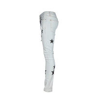 Black Denim Starry Night Men's Skinny Jeans Light Blue