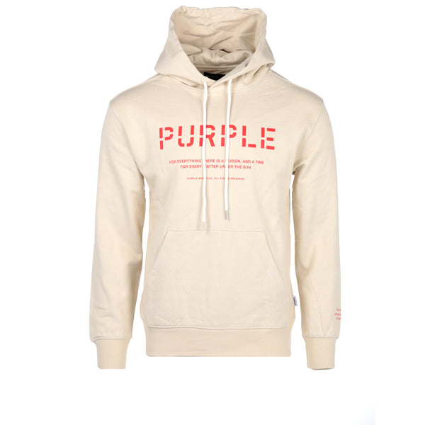Purple Brand French Terry Cream Stencil Logo Hoodie