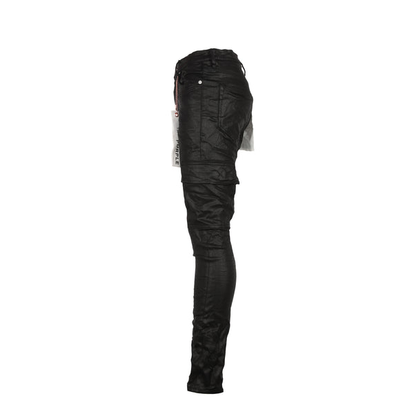Purple Brand Denim P001 Black Tar Coated Cargo Men's Jeans