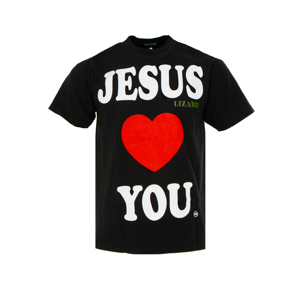 Skim Milk Jesus Lizard Loves You Men's Crewneck Graphic Tee Black