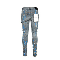 Purple Brand P001 Vintage Indigo Blue White Paint Men's Jeans