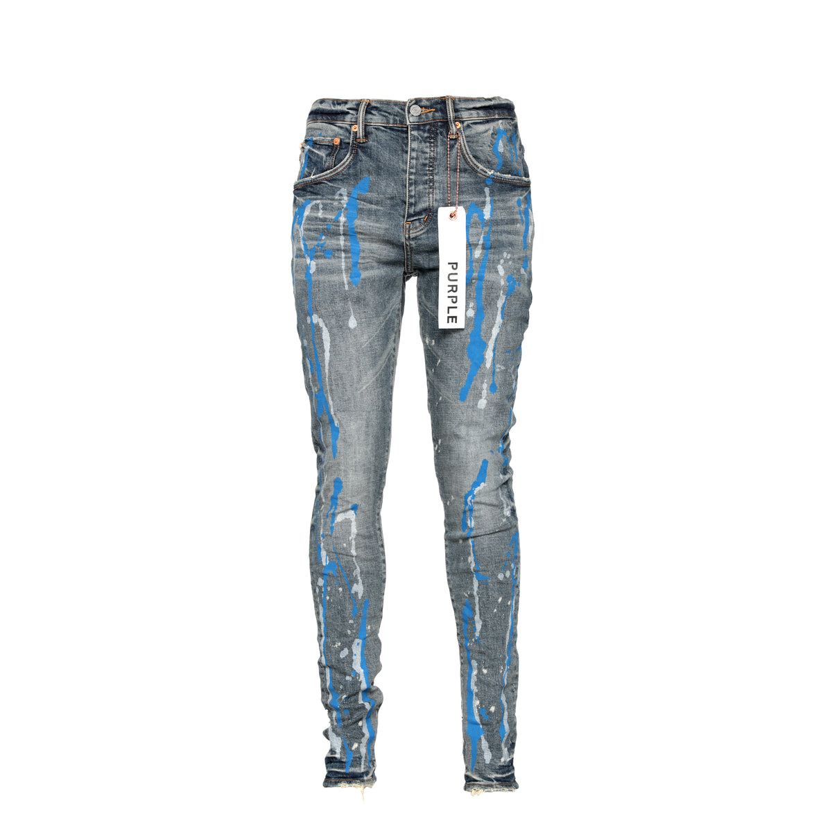 Purple Brand P001 Vintage Indigo Blue White Paint Men's Jeans