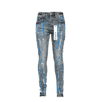 Purple Brand P001 Vintage Indigo Blue White Paint Men's Jeans
