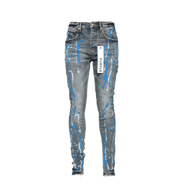 Purple Brand P001 Vintage Indigo Blue White Paint Men's Jeans