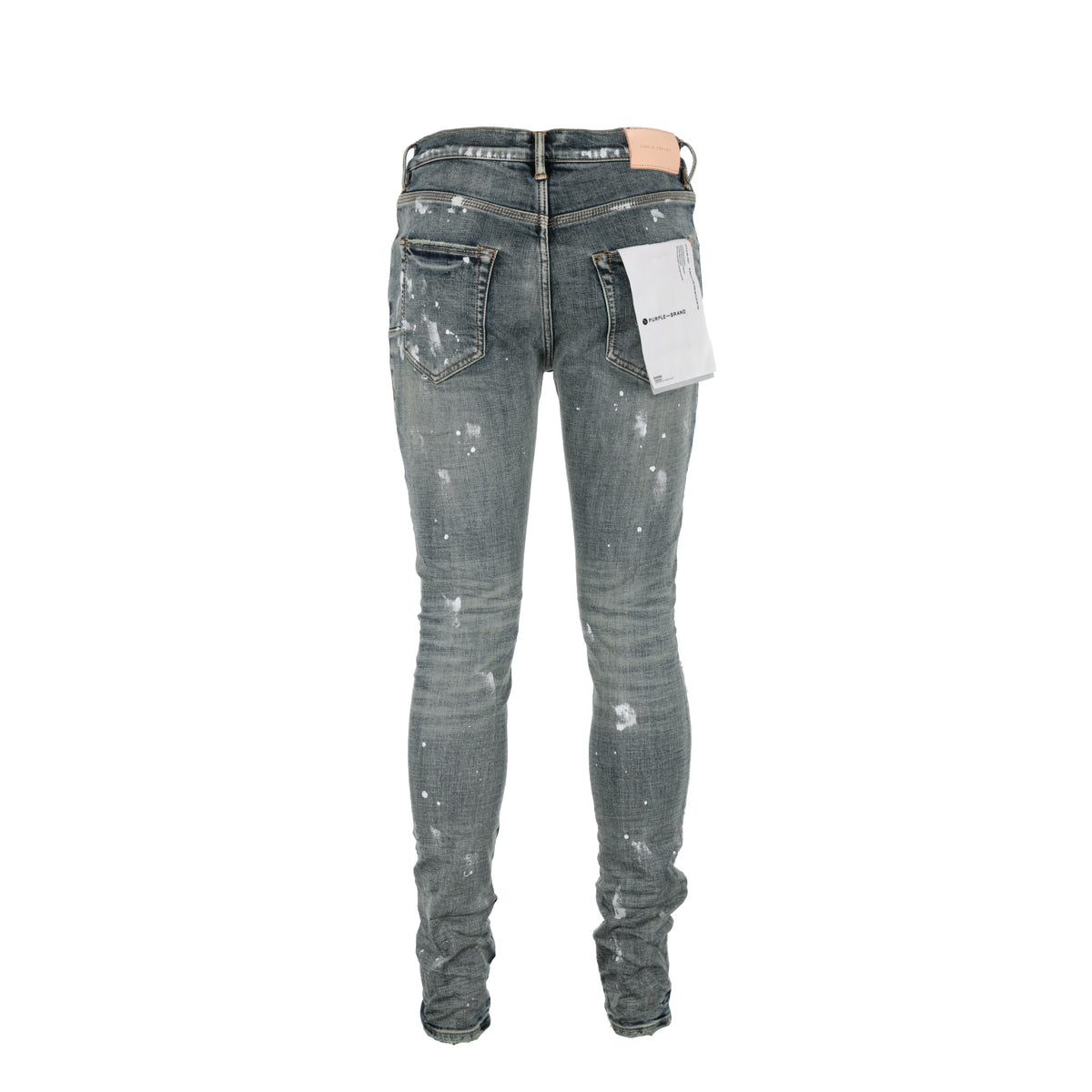 P001 Purple Brand Worn Mid Indigo Knee Slit Men's Jean