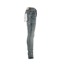 P001 Purple Brand Worn Mid Indigo Knee Slit Men's Jean