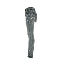 P001 Purple Brand Worn Mid Indigo Knee Slit Men's Jean